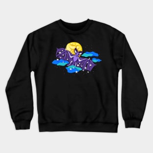 Print with Decorative Bats in the Night Sky Crewneck Sweatshirt